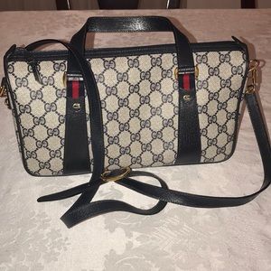 Vintage Gucci Boston Satchel. Navy